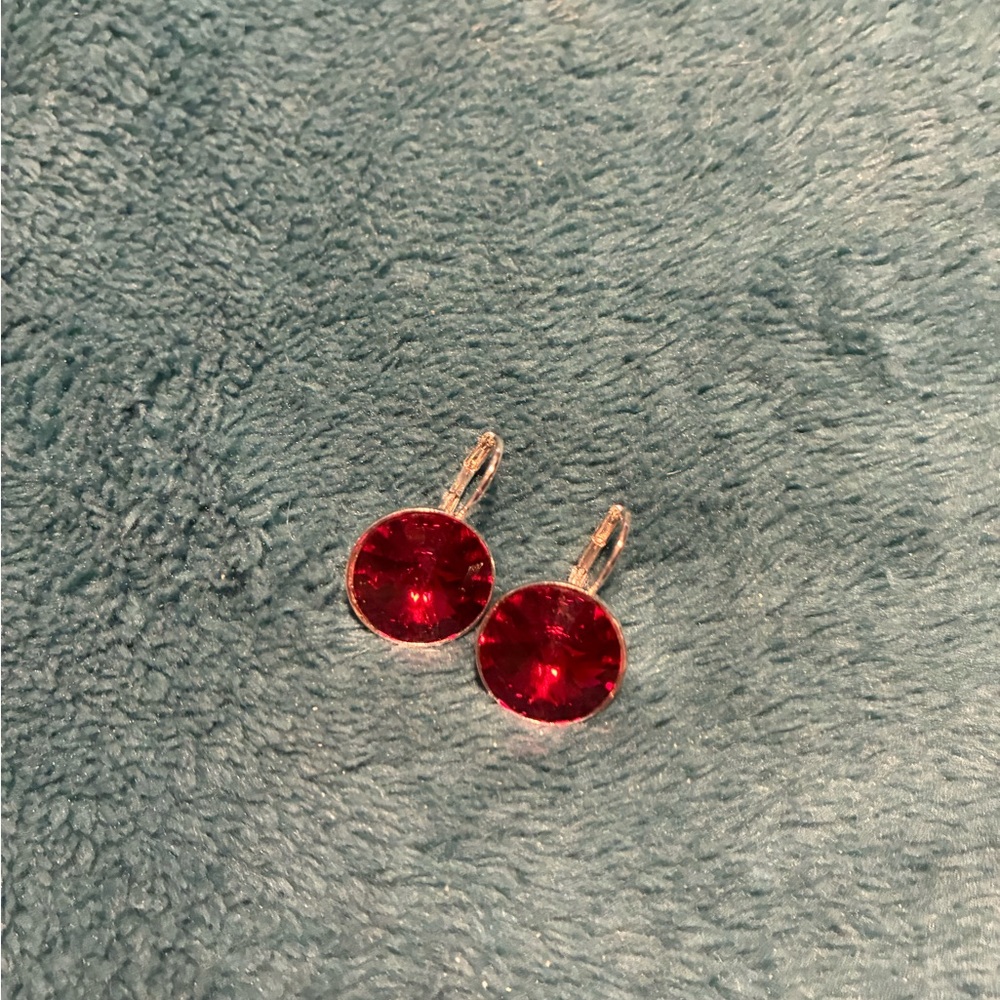 Elegant Red Crystal Drop Earrings